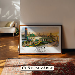 Savannah Georgia Poster, Watercolor, Custom Poster