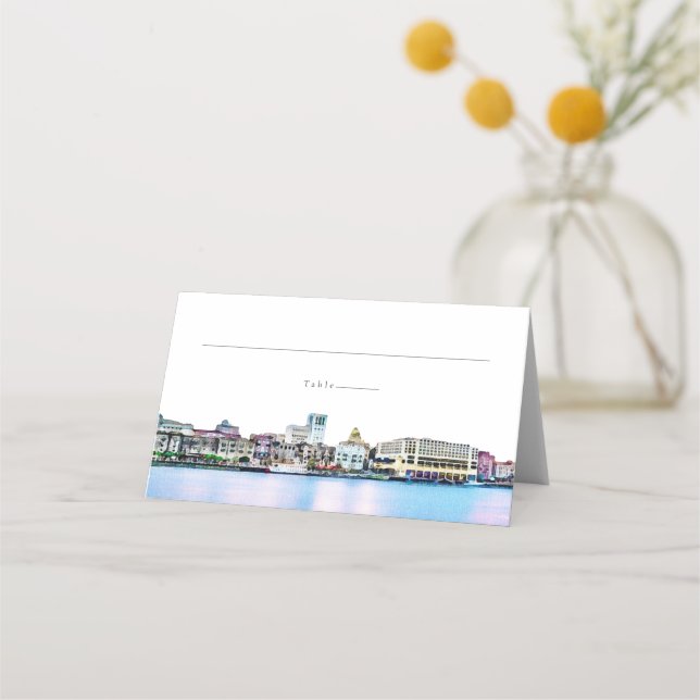 SAVANNAH Georgia Skyline Guest Name Place Card (Front)