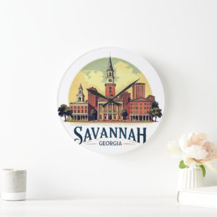 Savannah Georgia Skyline Large Clock