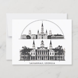 Savannah Georgia Skyline Postcard