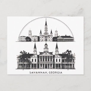 Savannah Georgia Skyline Postcard