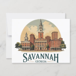 Savannah Georgia Skyline   Postcard