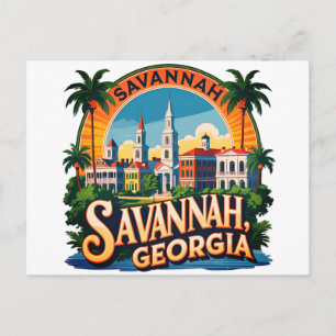 Savannah Georgia Skyline   Postcard
