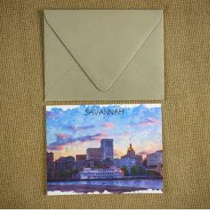 Savannah Georgia Skyline Riverfront Postcard