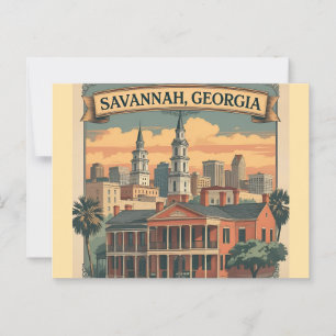 Savannah Georgia Skyline    Savannah Cityscape Postcard