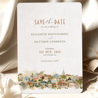Savannah Georgia Skyline Save-the-Date