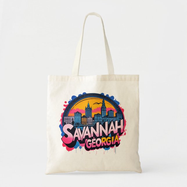 Savannah Georgia Skyline   Tote Bag (Front)