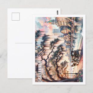 Savannah Georgia USA Famous Place watercolor Postcard