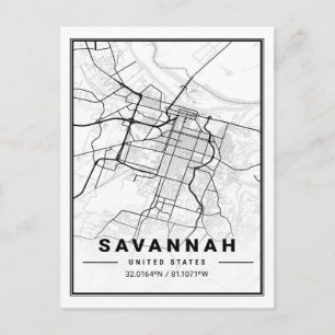 Savannah Georgia USA Travel City Map Postcard