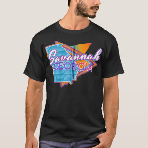 Savannah Georgia Vintage Retro Throwback Zip T-Shirt