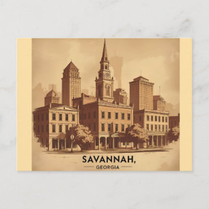 Savannah Georgia vintage Skyline Postcard