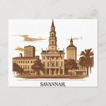 Savannah Georgia vintage Skyline  