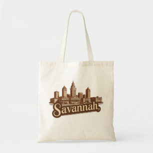 Savannah Georgia vintage Skyline Tote Bag