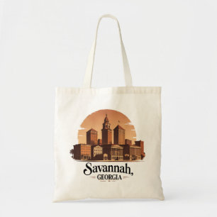 Savannah Georgia vintage Skyline   Tote Bag