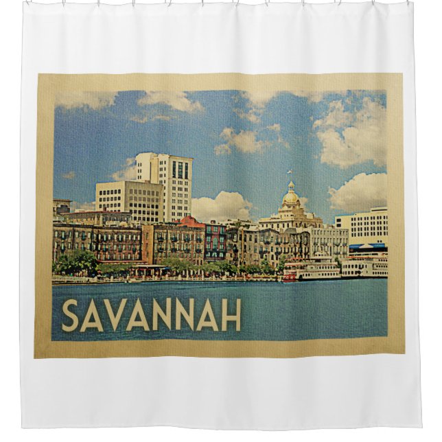 Savannah Georgia Vintage Travel Shower Curtain (Front)