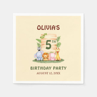 Savannah giraffe lion hippo zebra elephant napkin