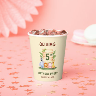 Savannah giraffe lion hippo zebra elephant paper cups