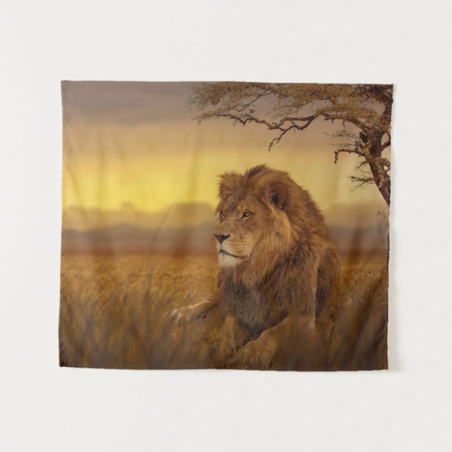 Savannah lion tapestry (Front (Horizontal))