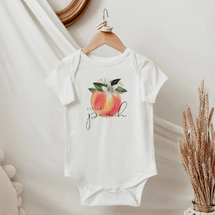 SAVANNAH Little Peach Watercolor Fruit Floral Baby Bodysuit