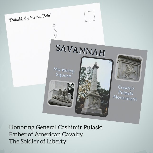 Savannah Monterey Square Casimir Pulaski Monument Postcard (Creator Uploaded)