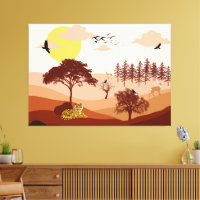 Savannah Nature Landscape Sunset Art Canvas Print