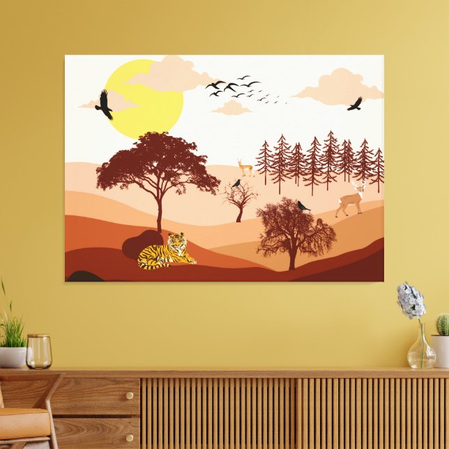 Savannah Nature Landscape Sunset Art Canvas Print (Insitu(LivingRoom))
