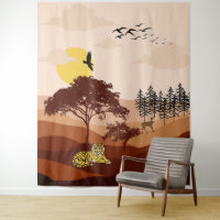 Savannah Nature Landscape Sunset Art Tapestry