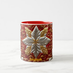 SAVANNAH ~ PATCHWORK ~ CHRISTMAS PATTERN ~ Two-Tone COFFEE MUG