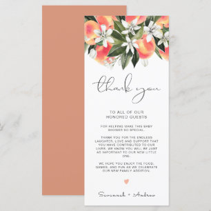 SAVANNAH Peach Baby Shower Table Thank You Card
