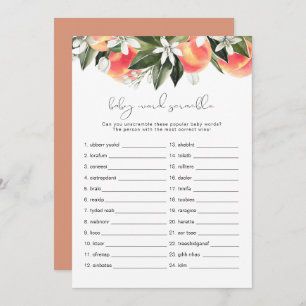 SAVANNAH Peach Baby Word Scramble Baby Shower Game Invitation