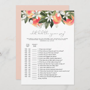 SAVANNAH Peach What Did The Groom Say Bridal Game  Invitation