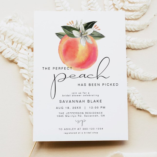 SAVANNAH Perfect Peach Picked Bridal Shower Invitation (Creator Uploaded)