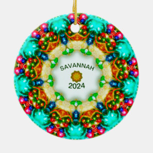 SAVANNAH~ Personalised Fractal Christmas Designs ~ Ceramic Tree Decoration