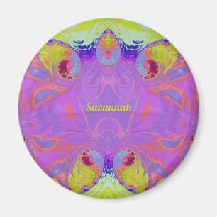SAVANNAH ~ Pink Orange Yellow Blue Fractal ~  Magnet
