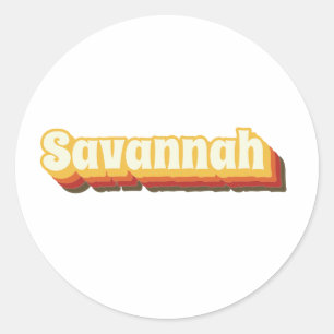 Savannah Retro Vintage Text Classic Round Sticker