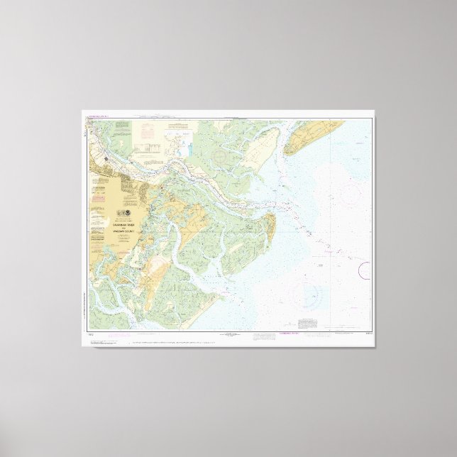 Savannah River and Wassaw Sound 11512 with Border Canvas Print (Front)