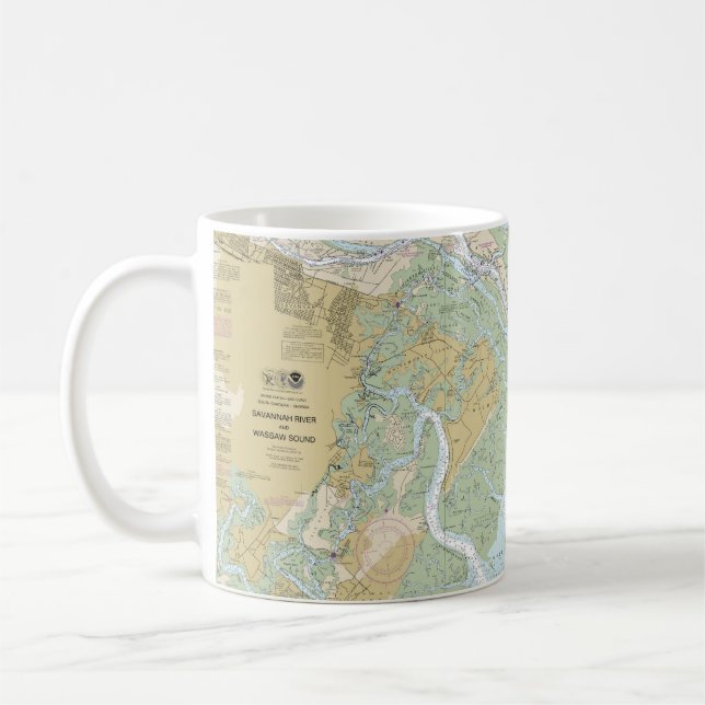 Savannah River and Wassaw Sound Nautical Chart Coffee Mug (Left)