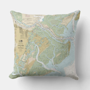 Savannah River and Wassaw Sound Nautical Chart Cushion