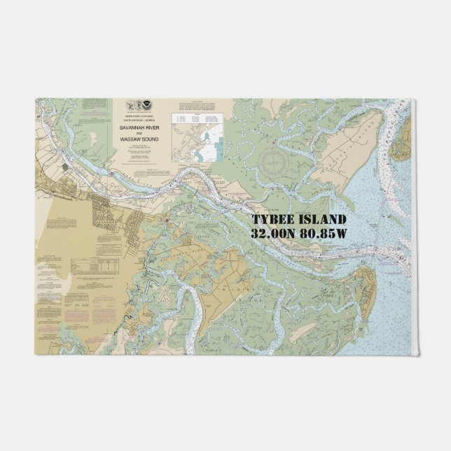 Savannah River and Wassaw Sound - Nautical Chart Doormat (Front)