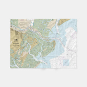 Savannah River and Wassaw Sound Nautical Chart Fleece Blanket