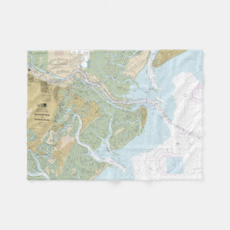 Savannah River and Wassaw Sound Nautical Chart Fleece Blanket