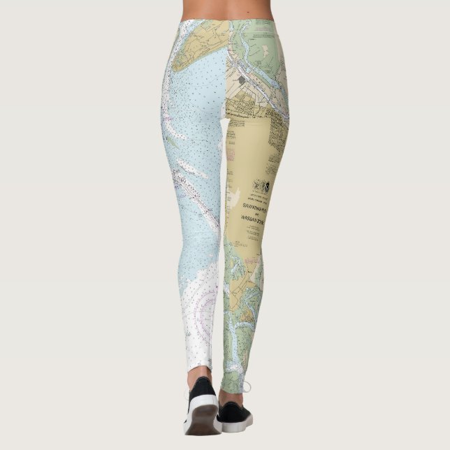 Savannah River and Wassaw Sound Nautical Chart Leggings (Back)