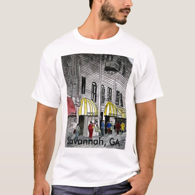 Savannah River Street  GA cityscape t shirt (Front)
