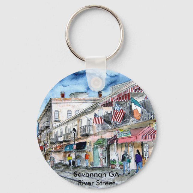 savannah river street georgia ga bars restaurants key ring (Front)