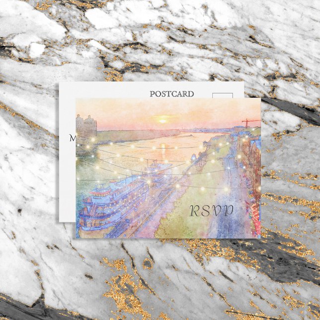 Savannah River Sunset Watercolor RSVP Postcard (Creator Uploaded)