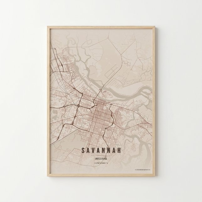 Savannah Rustic Map Print Poster Wallart Gift (Creator Uploaded)