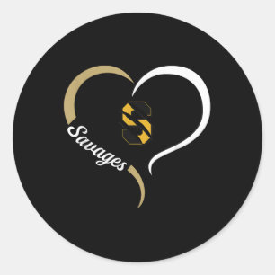 Savannah Savages Logo Half Heart Slogan Hs Classic Round Sticker