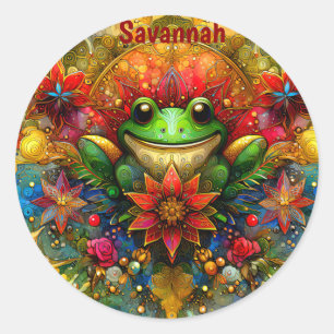 SAVANNAH ~ SHINY Christmas FROG ~  Classic Round Sticker