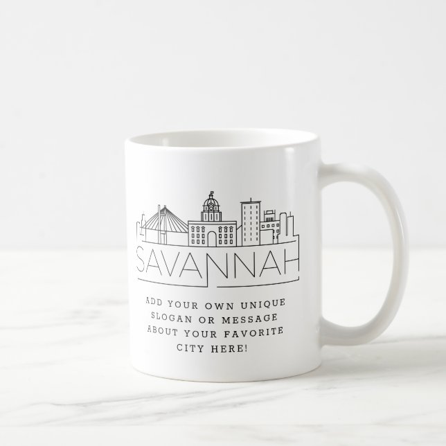 Savannah Stylised Skyline | Custom Slogan Coffee Mug (Right)