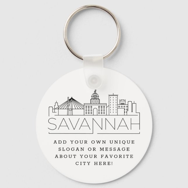 Savannah Stylised Skyline Custom Slogan Keychain (Front)